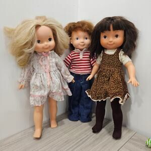 Fisher Price My Friend Doll Lot 3 With Clothes  #205 Mikey #211 Mandy #212 Jenny